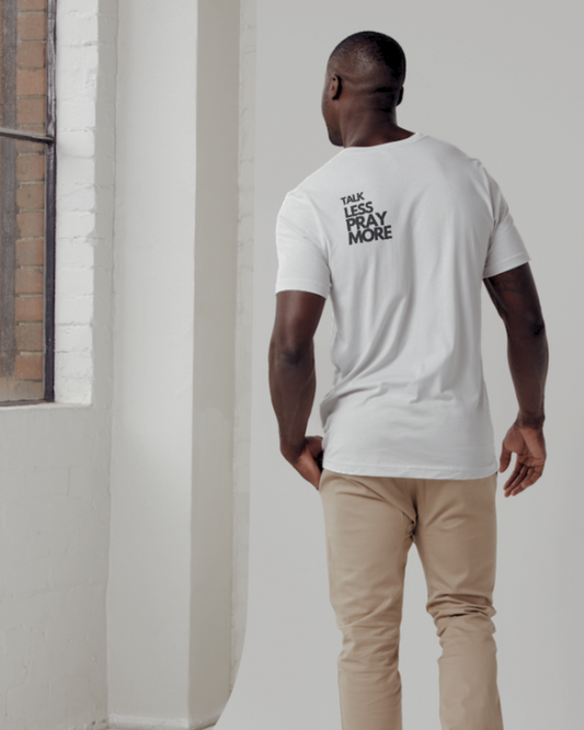 Talk Less, Pray More – Minimalist Christian T-Shirt | Faith-Inspired Typography Tee