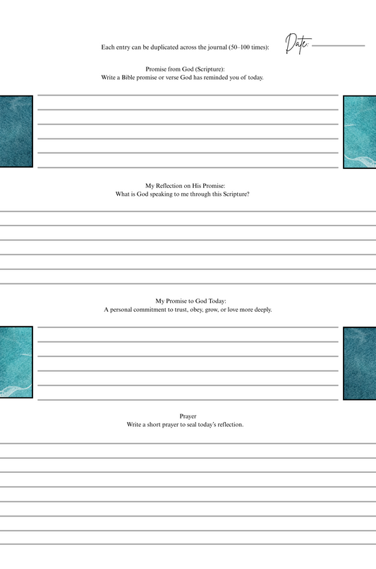Diario digital "Cumple mis promesas": cuaderno cristiano de tapa blanda mate de 6 x 9 pulgadas para la fe, la oración y las promesas de Dios.
