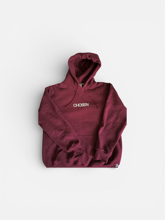 Chosen Burgundy Hoodie – “Breath in My Lungs, Proof of His Power” Christian Sweatshirt